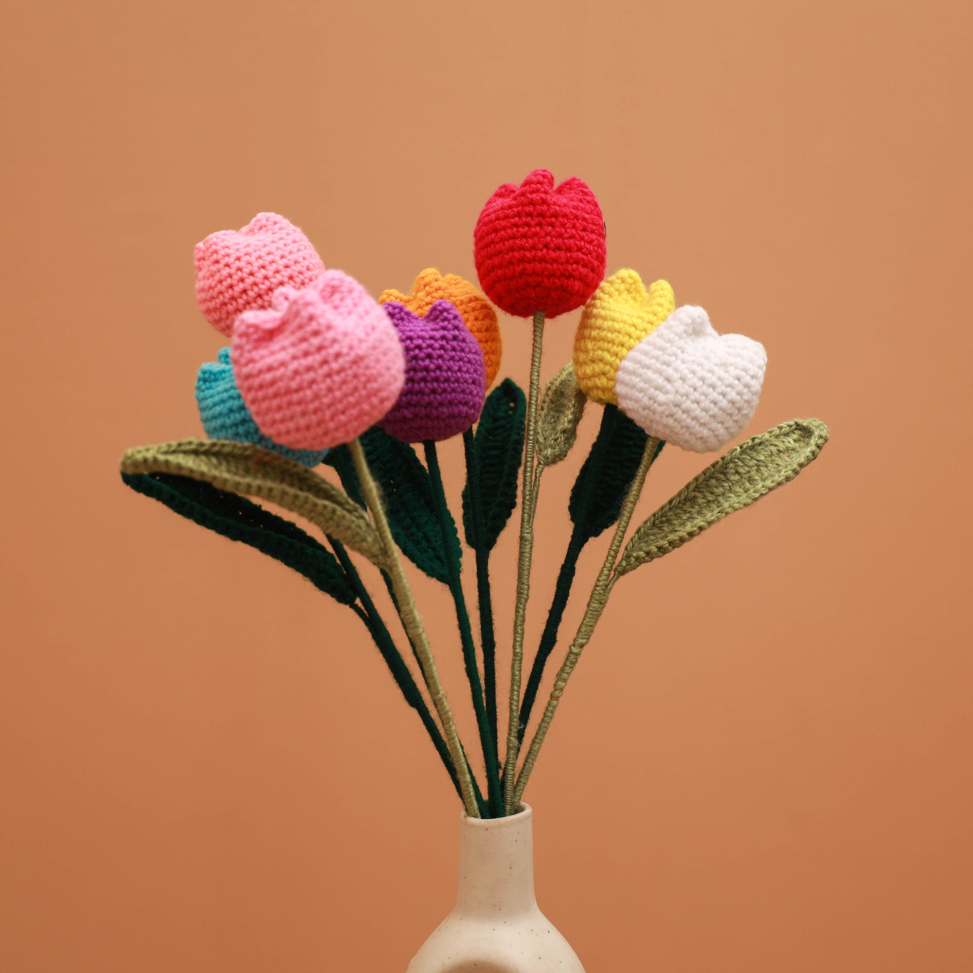 Handmade crochet flower sticks (set of 8) 01 - handcrafted
