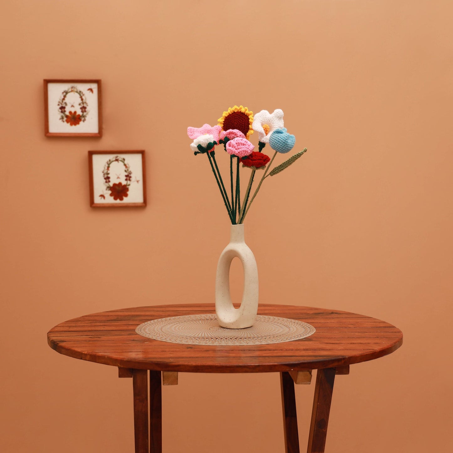 Handmade crochet flower sticks (set of 8) 02 - handcrafted