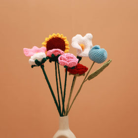 Handmade crochet flower sticks (set of 8) 02 - handcrafted