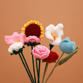Handmade crochet flower sticks (set of 8) 02 - handcrafted