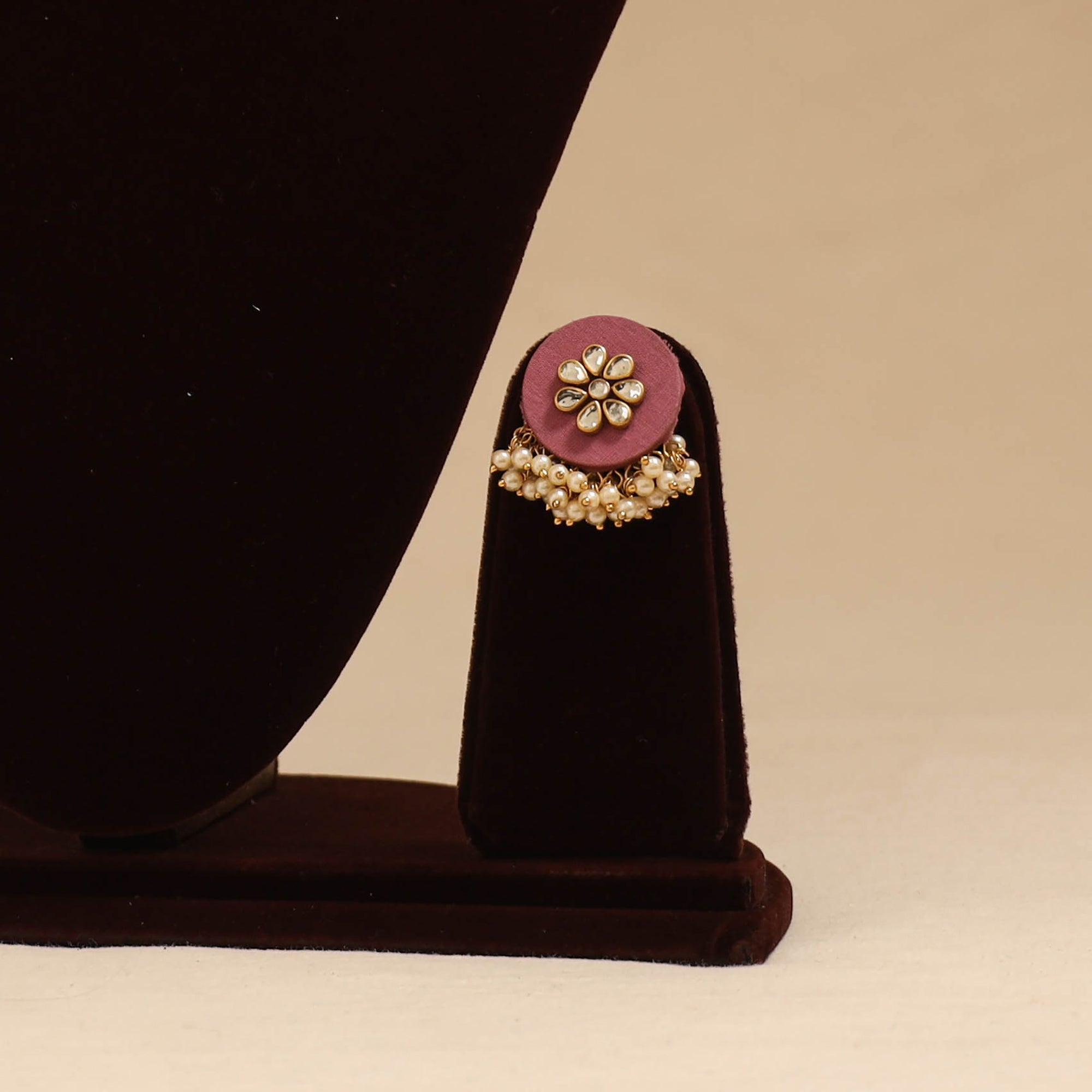 Handmade fabart choker necklace set with kundan & beads 01