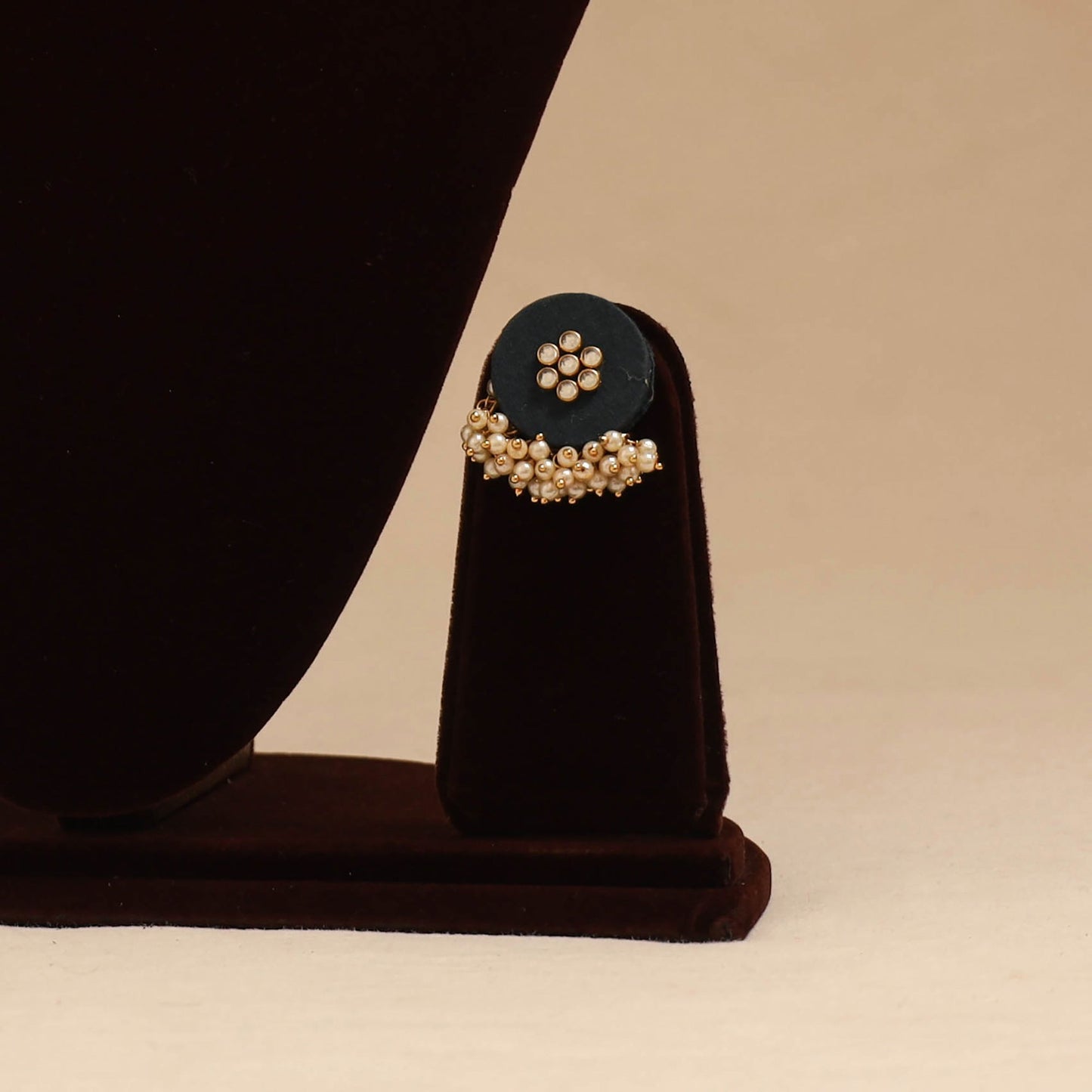 Handmade fabart choker necklace set with kundan & beads 05