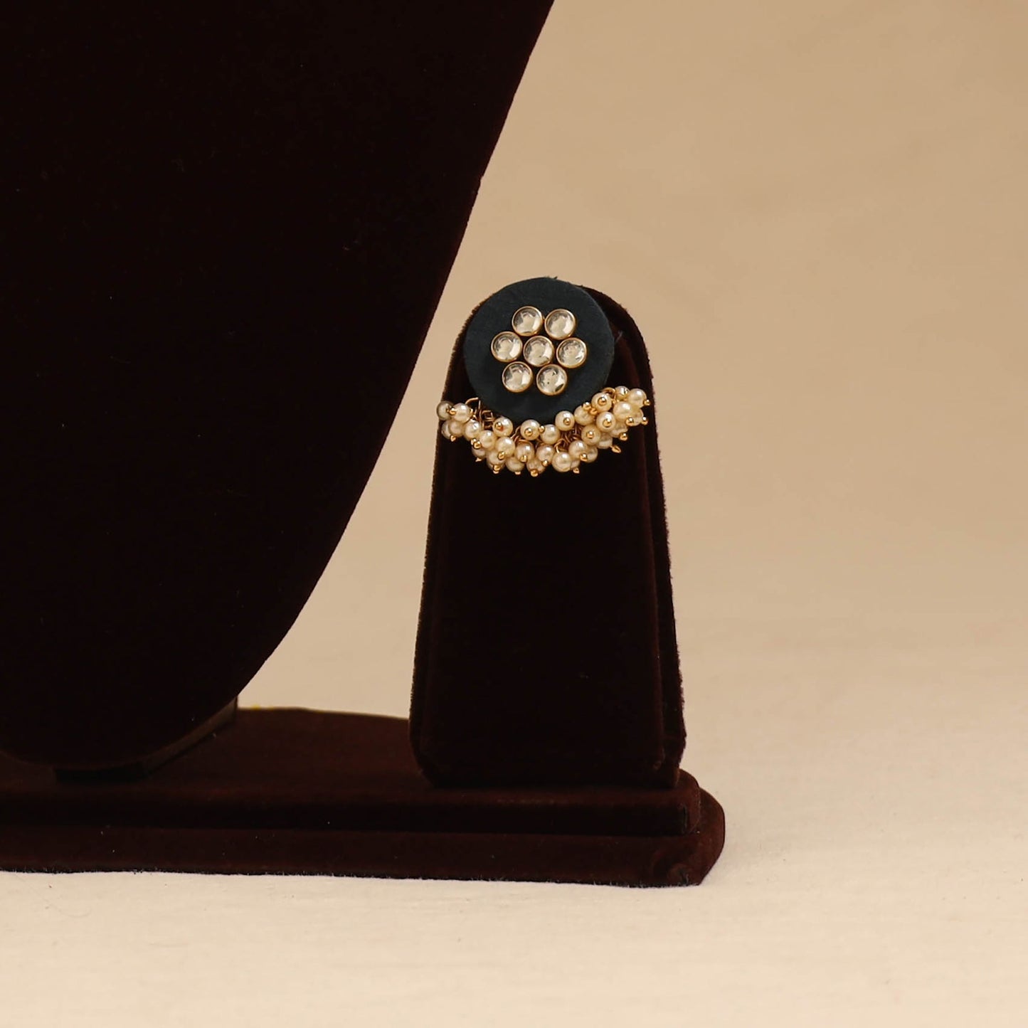 Handmade fabart choker necklace set with kundan & beads 06