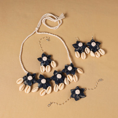 Multicolor - handmade fabart floral jewellery set 06