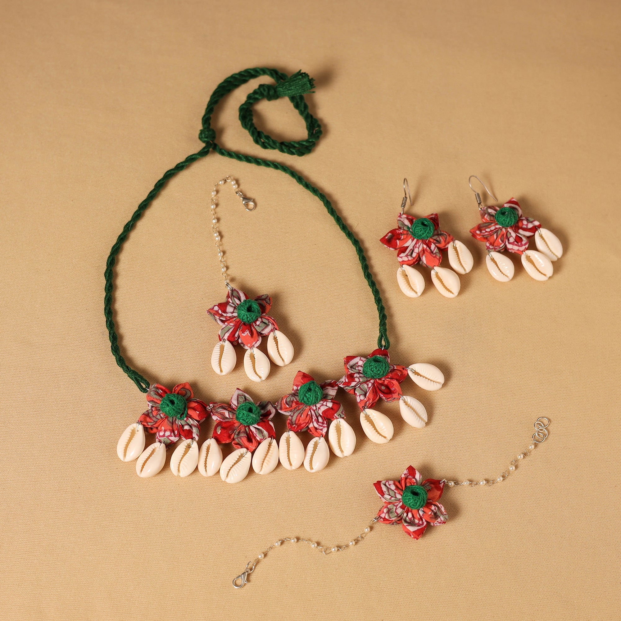Handmade Fabart Floral Jewellery Set