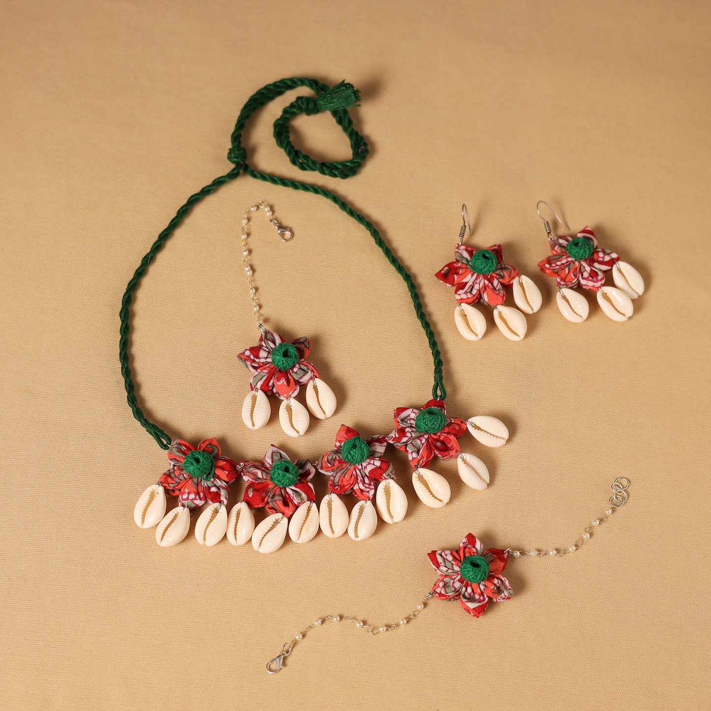 Handmade Fabart Floral Jewellery Set