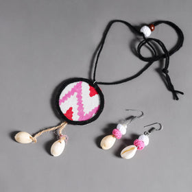 Multicolor - handmade fabart shell work necklace set 01