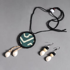 Multicolor - handmade fabart shell work necklace set 03