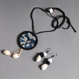 Multicolor - handmade fabart shell work necklace set 04