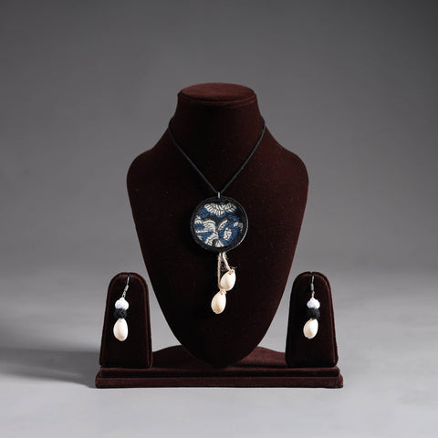 Multicolor - handmade fabart shell work necklace set 04