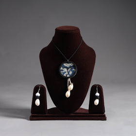 Multicolor - handmade fabart shell work necklace set 04