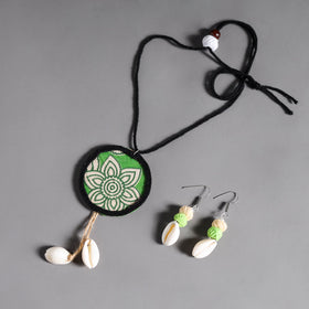 Multicolor - handmade fabart shell work necklace set 06