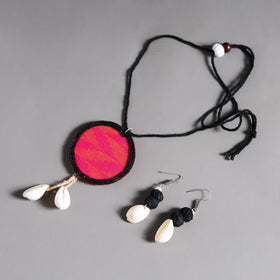 Multicolor - handmade fabart shell work necklace set 11