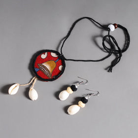 Multicolor - handmade fabart shell work necklace set 14