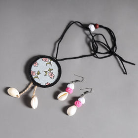 Multicolor - handmade fabart shell work necklace set 17