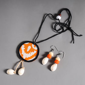 Multicolor - handmade fabart shell work necklace set 19