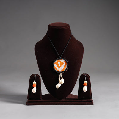 Multicolor - handmade fabart shell work necklace set 19