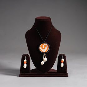 Multicolor - handmade fabart shell work necklace set 19