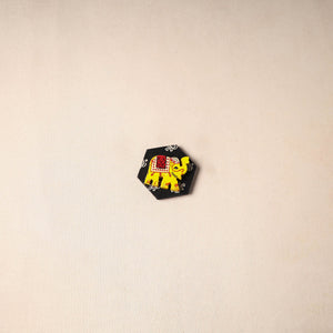 Multicolor - handmade fabart wooden magnet 52 - handcrafted