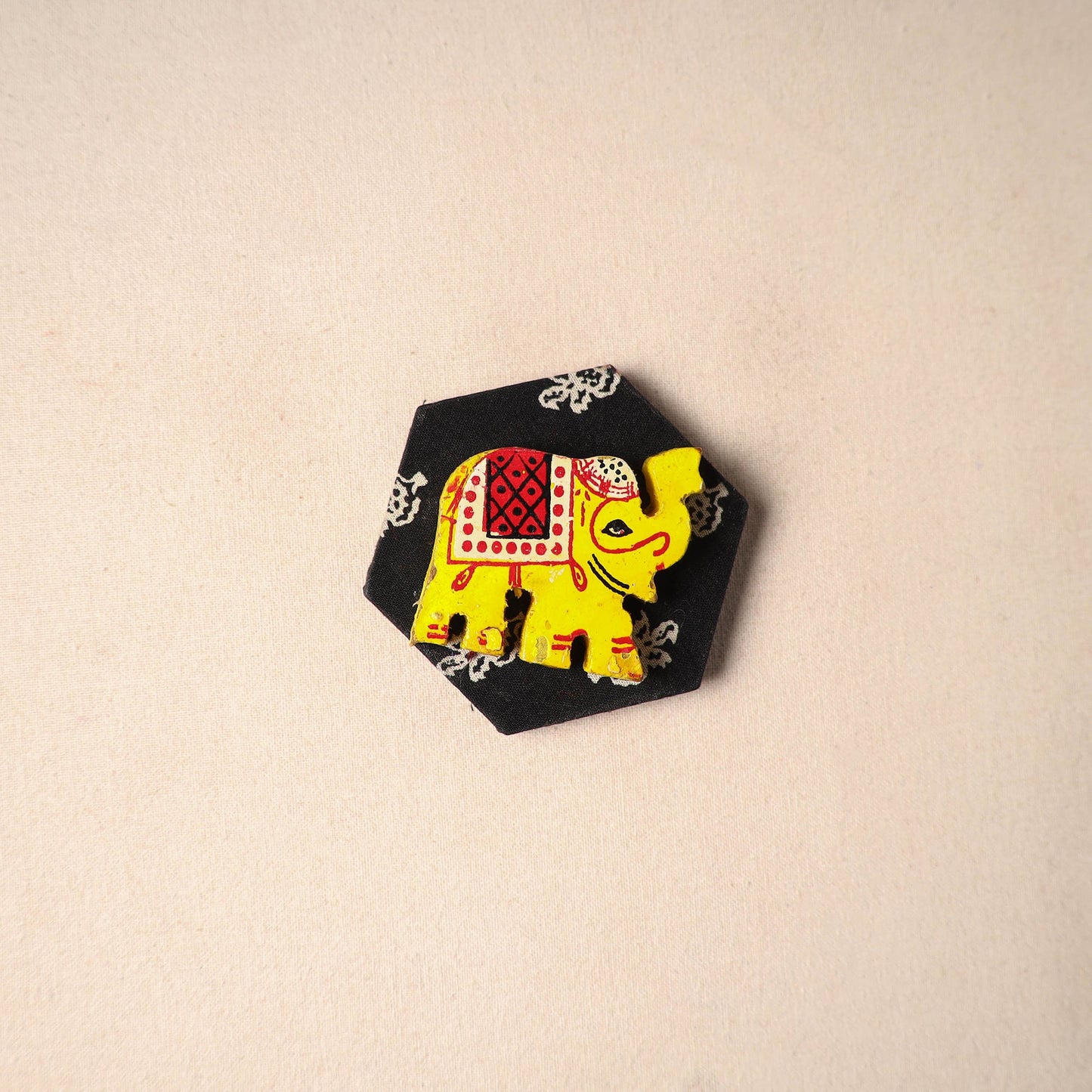 Multicolor - handmade fabart wooden magnet 52 - handcrafted