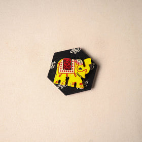 Multicolor - handmade fabart wooden magnet 52 - handcrafted