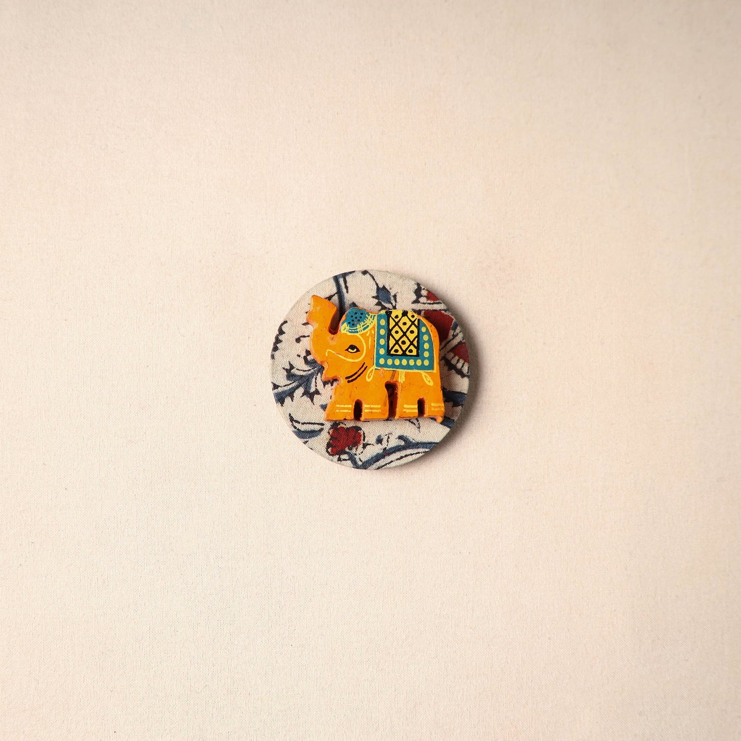 Multicolor - handmade fabart wooden magnet 53 - handcrafted