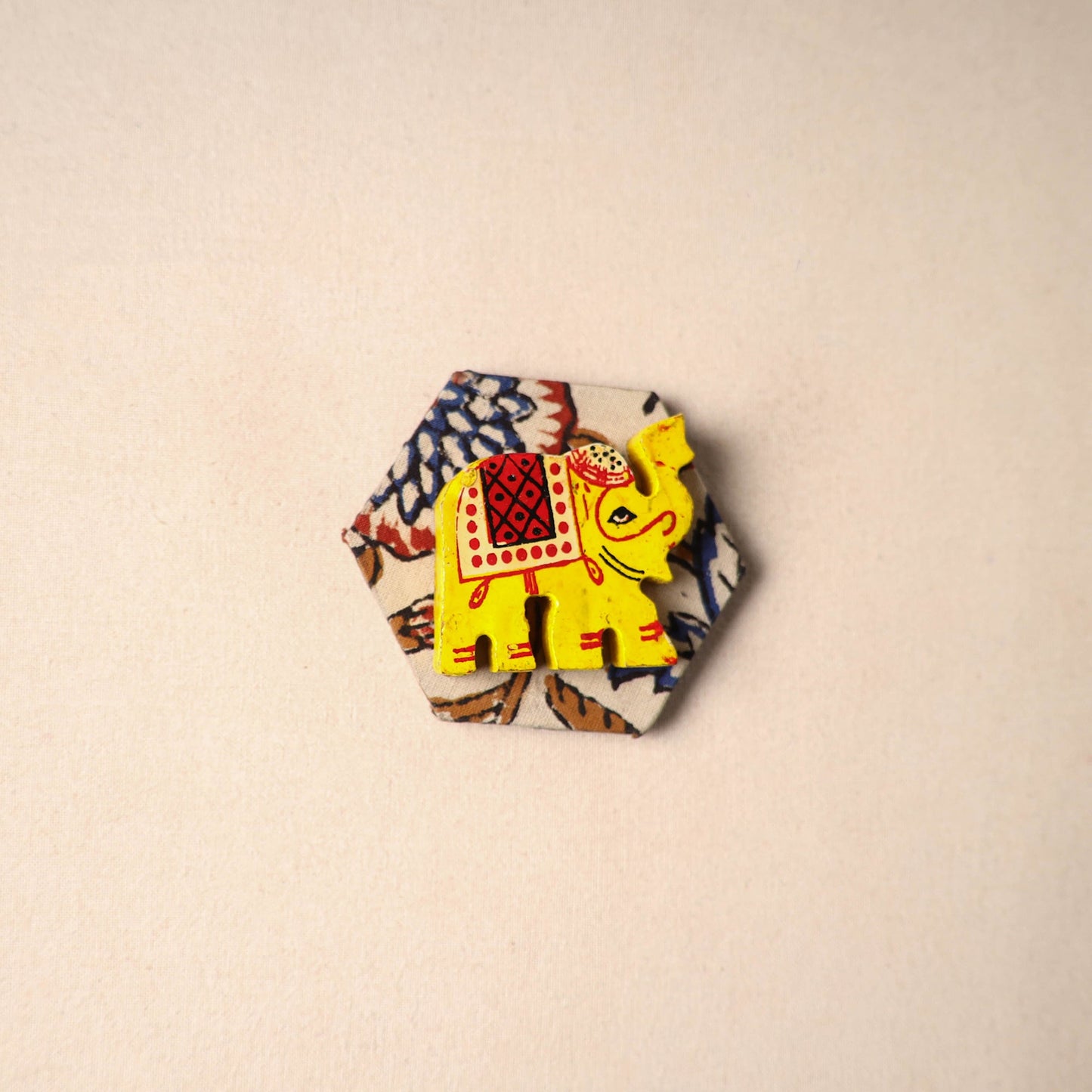 Multicolor - handmade fabart wooden magnet 54 - handcrafted