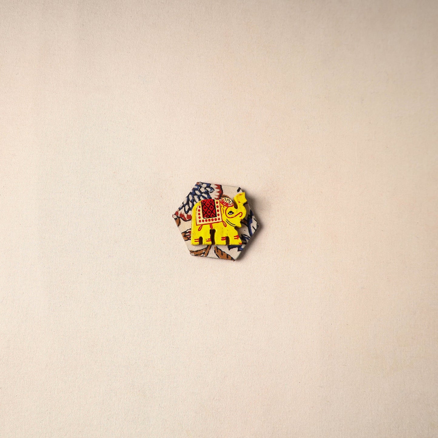 Multicolor - handmade fabart wooden magnet 54 - handcrafted