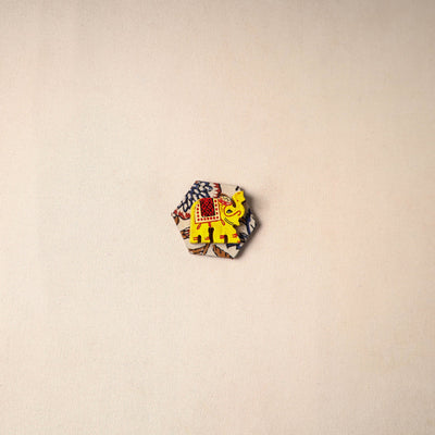 Multicolor - handmade fabart wooden magnet 54 - handcrafted