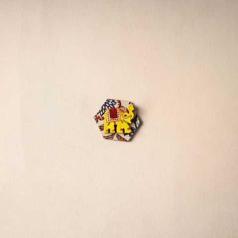 Multicolor - handmade fabart wooden magnet 54 - handcrafted