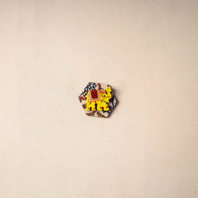 Multicolor - handmade fabart wooden magnet 54 - handcrafted
