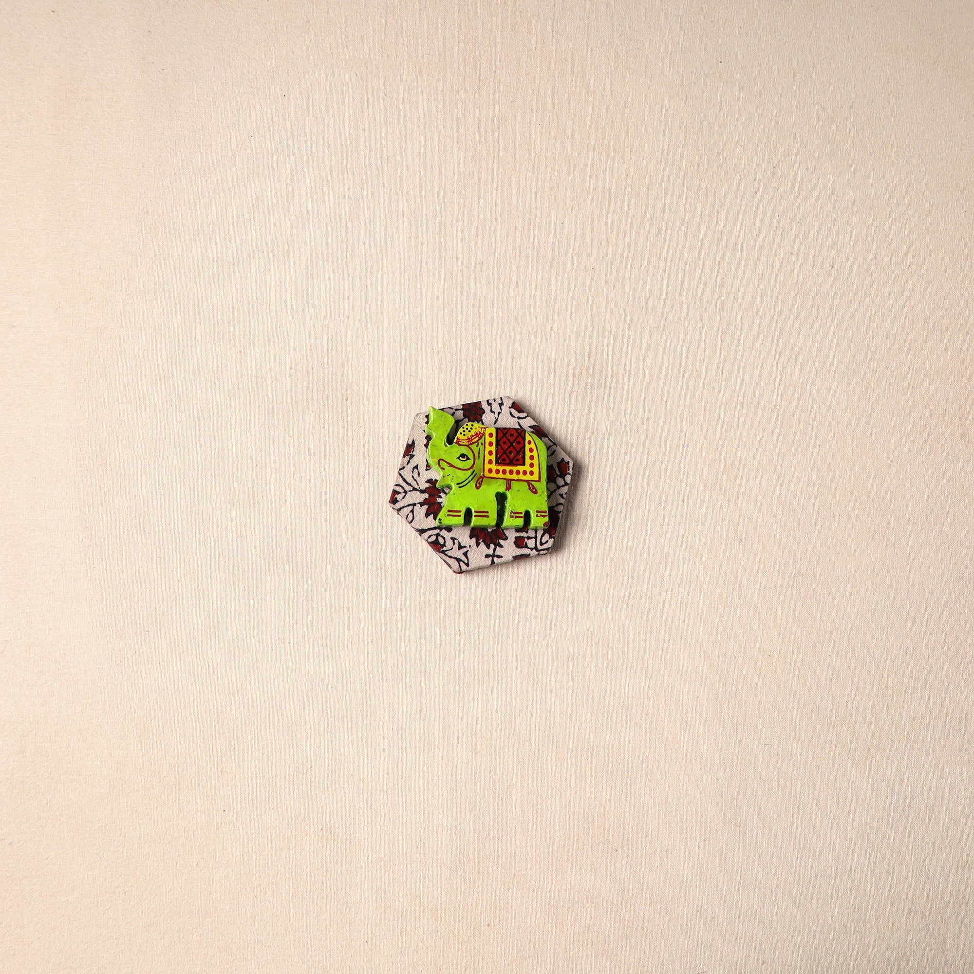 Multicolor - handmade fabart wooden magnet 55 - handcrafted