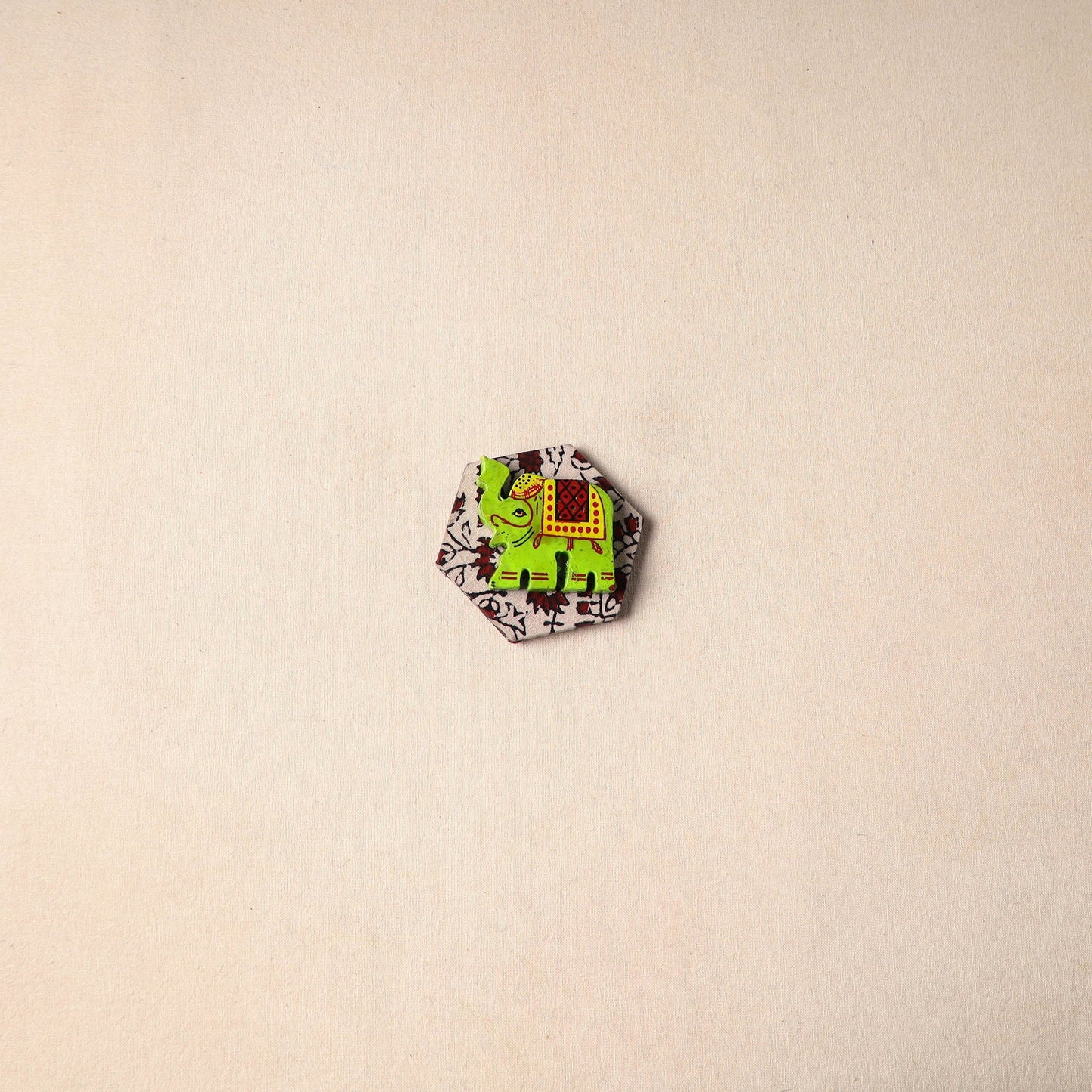 Multicolor - handmade fabart wooden magnet 55 - handcrafted