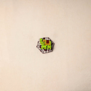Multicolor - handmade fabart wooden magnet 55 - handcrafted