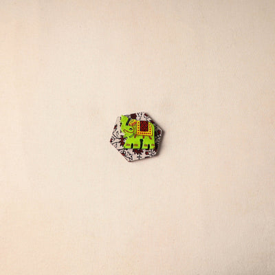 Multicolor - handmade fabart wooden magnet 55 - handcrafted