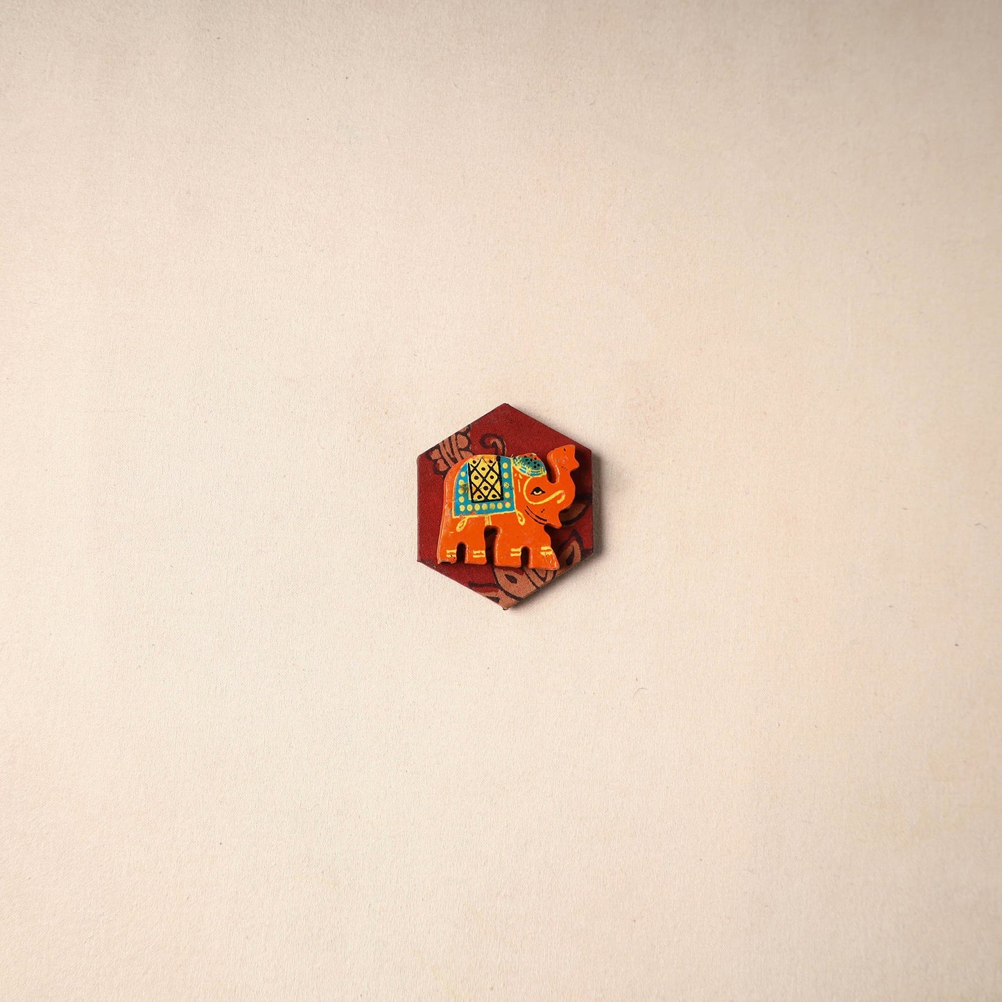 Multicolor - handmade fabart wooden magnet 56 - handcrafted