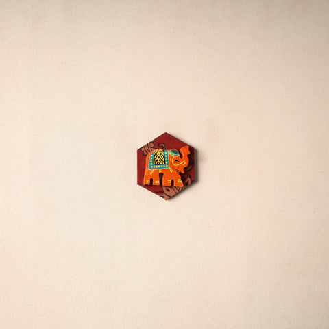 Multicolor - handmade fabart wooden magnet 56 - handcrafted