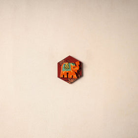 Multicolor - handmade fabart wooden magnet 56 - handcrafted