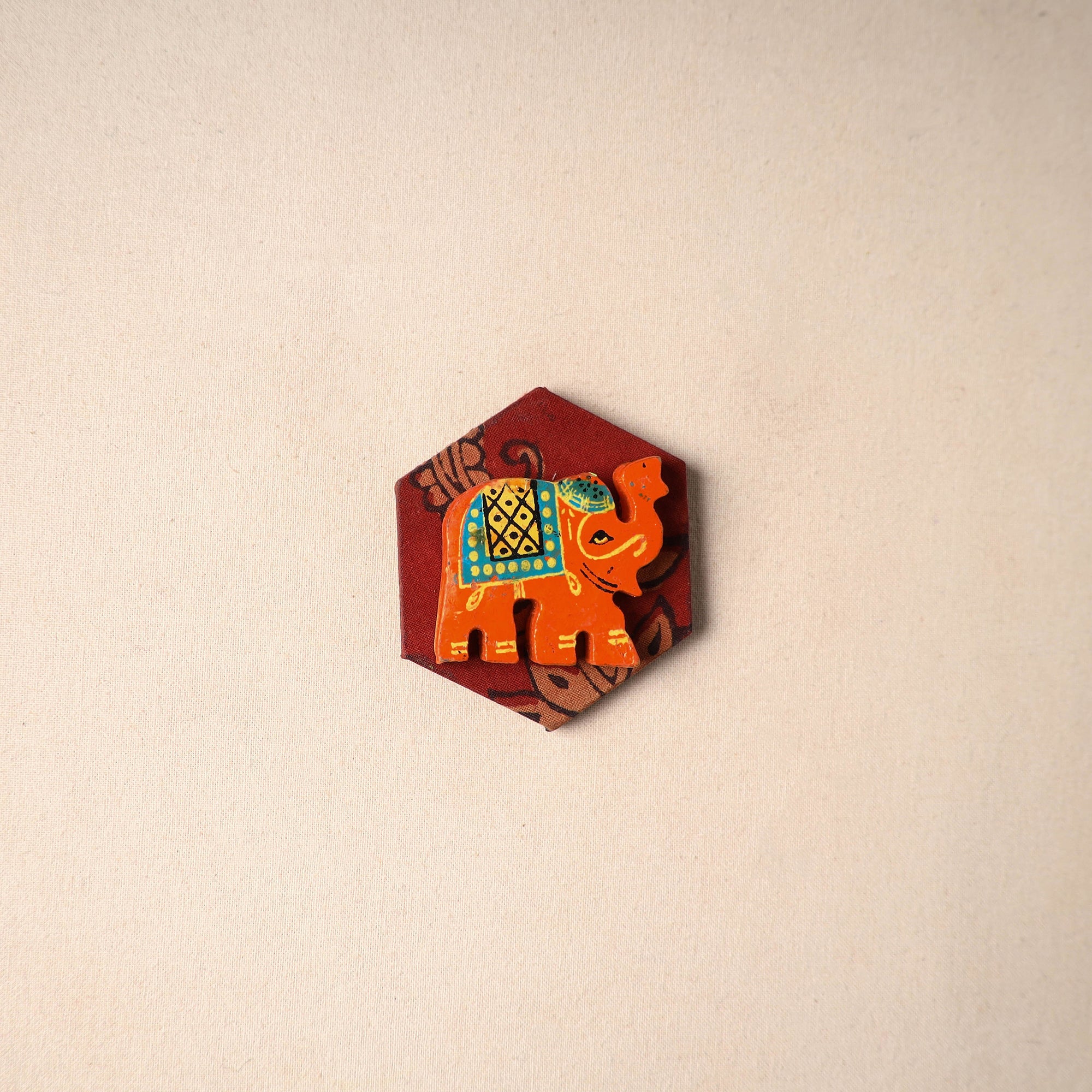Multicolor - handmade fabart wooden magnet 56 - handcrafted