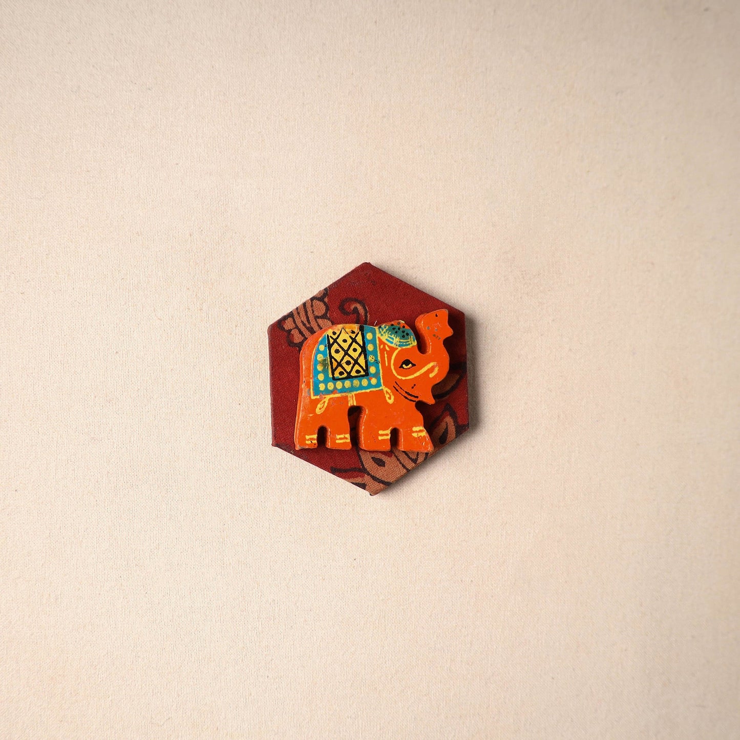 Multicolor - handmade fabart wooden magnet 56 - handcrafted
