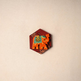 Multicolor - handmade fabart wooden magnet 56 - handcrafted