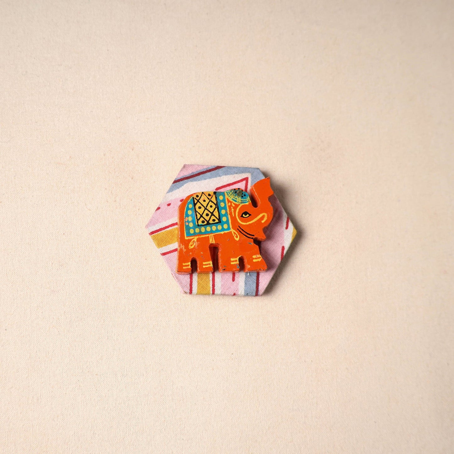 Multicolor - handmade fabart wooden magnet 57 - handcrafted