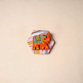 Multicolor - handmade fabart wooden magnet 57 - handcrafted