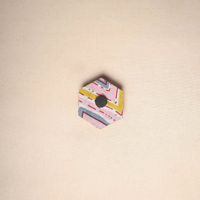 Multicolor - handmade fabart wooden magnet 57 - handcrafted