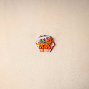 Multicolor - handmade fabart wooden magnet 57 - handcrafted