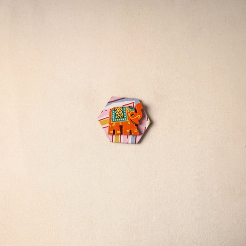 Multicolor - handmade fabart wooden magnet 57 - handcrafted