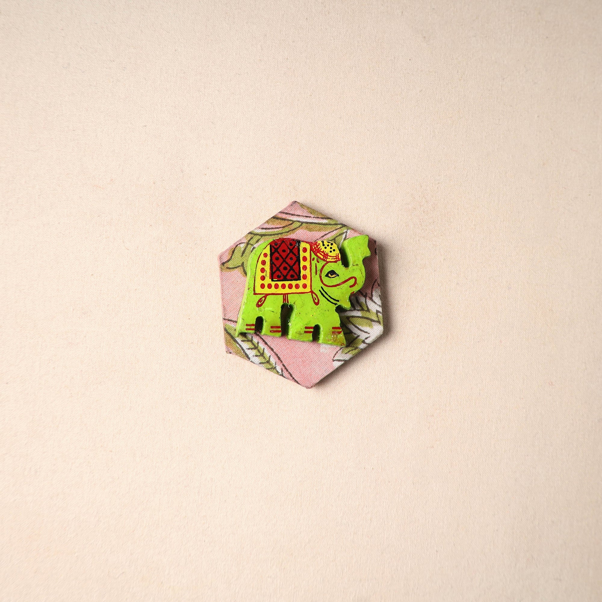Multicolor - handmade fabart wooden magnet 58 - handcrafted