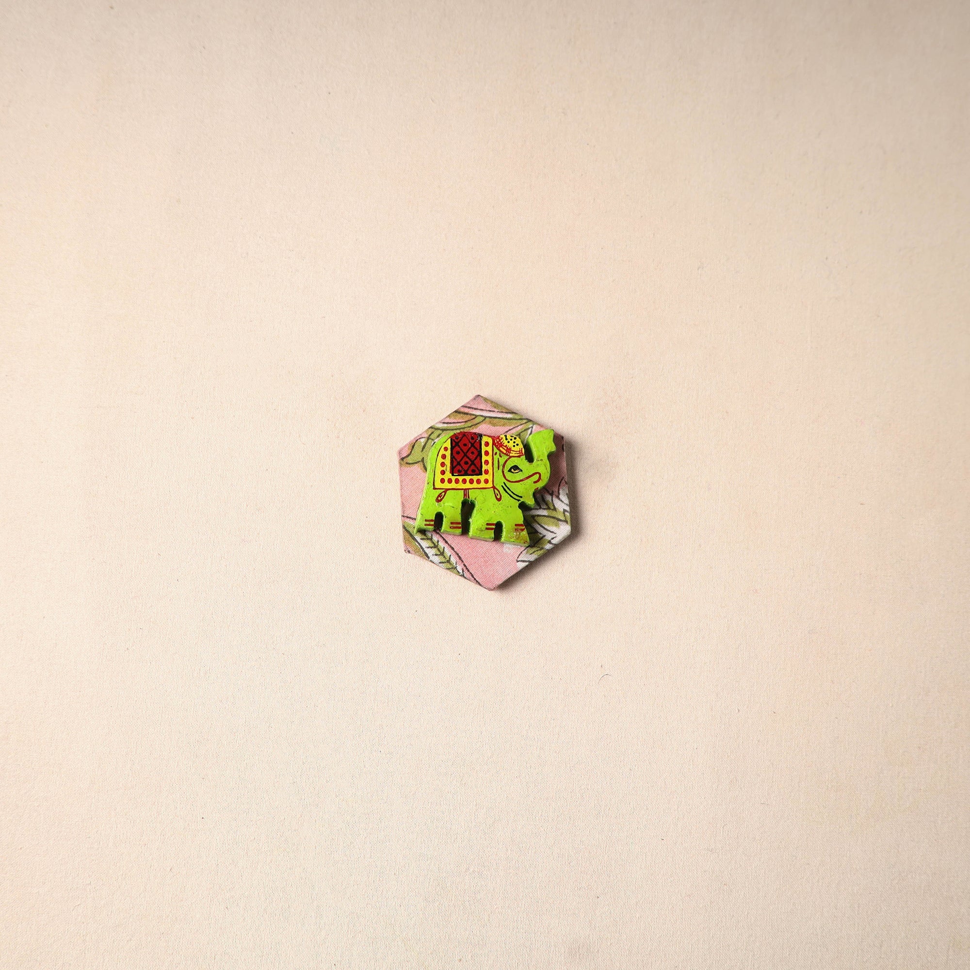 Multicolor - handmade fabart wooden magnet 58 - handcrafted