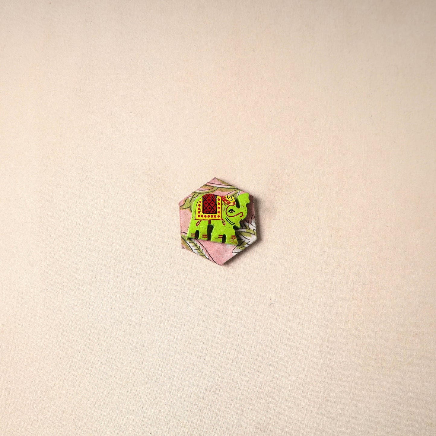 Multicolor - handmade fabart wooden magnet 58 - handcrafted