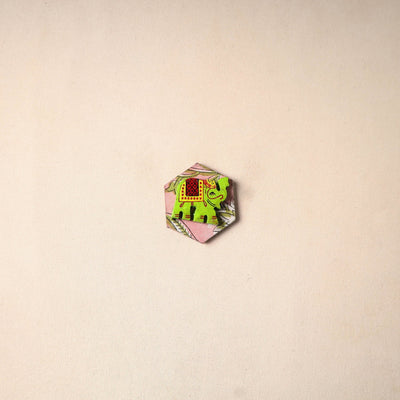 Multicolor - handmade fabart wooden magnet 58 - handcrafted